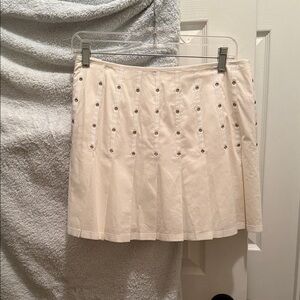 Elie Tahari Cream Mini Skirt with Pleated Accents